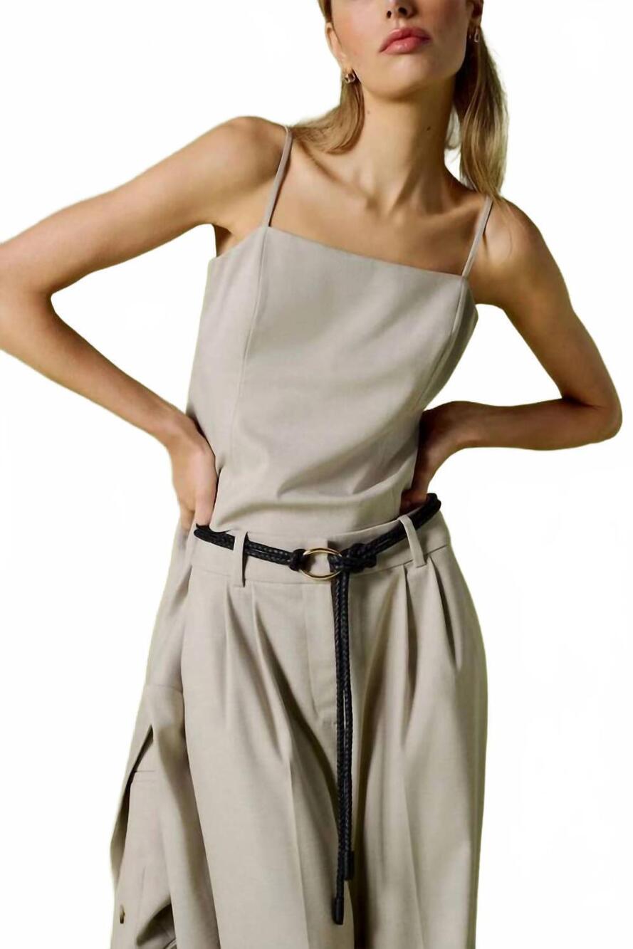 NEW FAVORITE DAUGHTER i'm back square-neck top in khaki